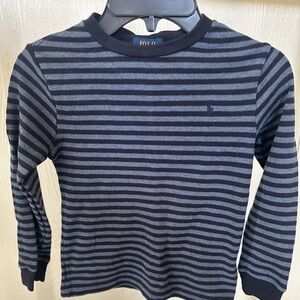 Polo by Ralph Lauren Kids Striped Long Sleeve Tee - Navy and Gray